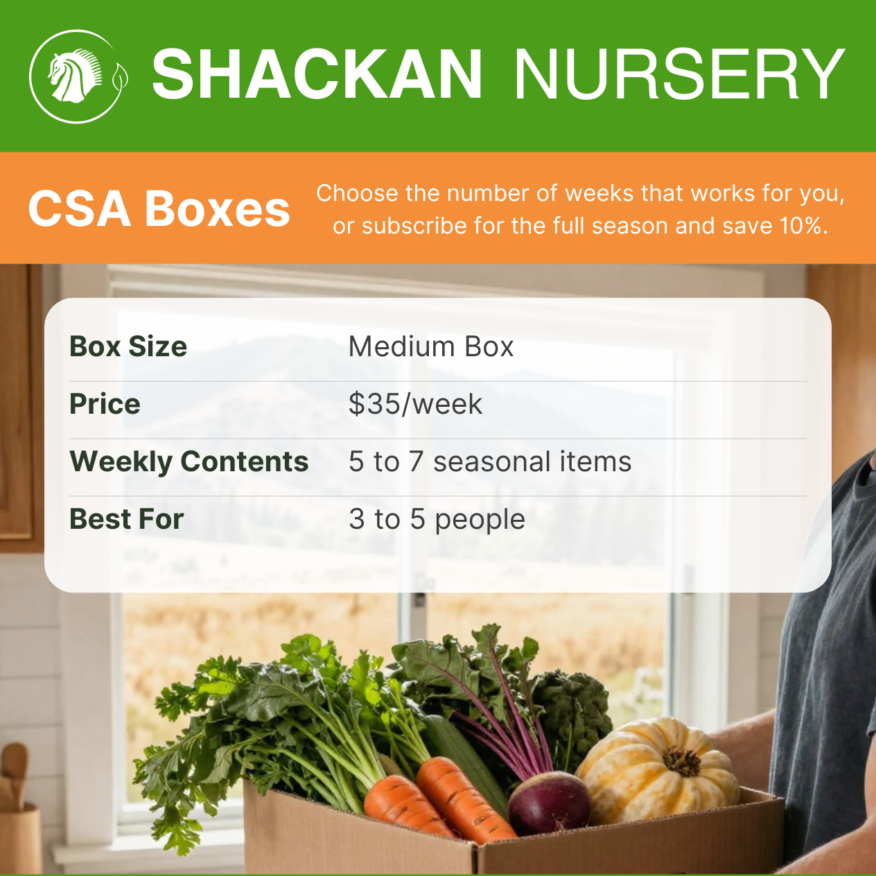 Medium CSA Harvest Box | Standard CSA box Nicola Valley | Shackan Nursery - Image 2